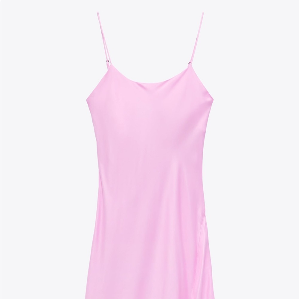 Zara pink satin slip dress